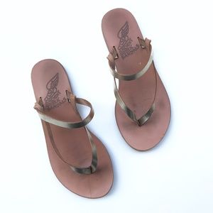 Ancient Greek Sandals Brown and Gold Sandals